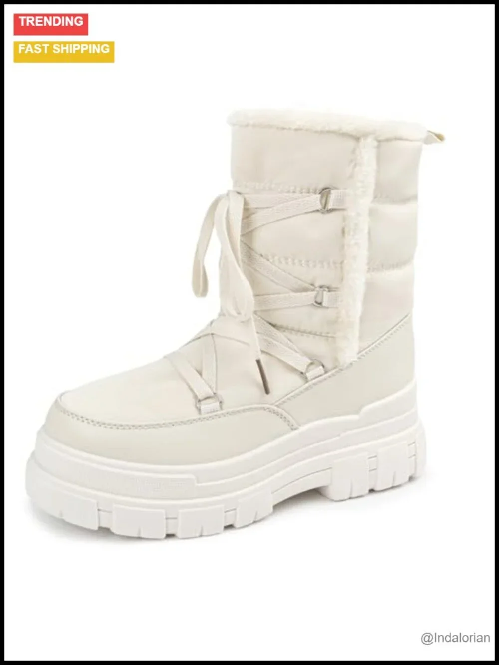 Waterproof Platform Winter Snow Boots with Side Zipper Mid-Calf